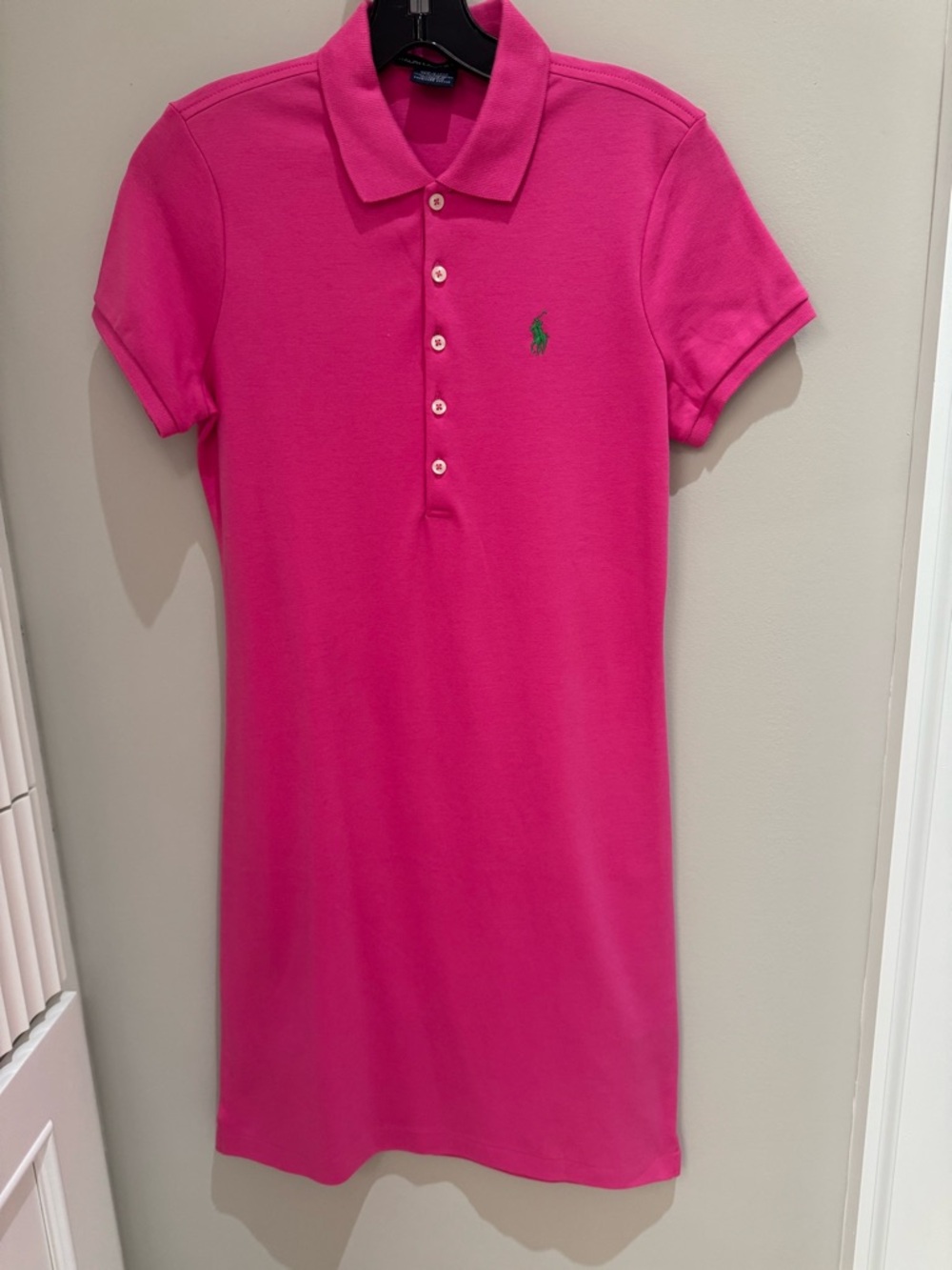 Ralph Lauren Hot Pink Polo Dress with Green Pony